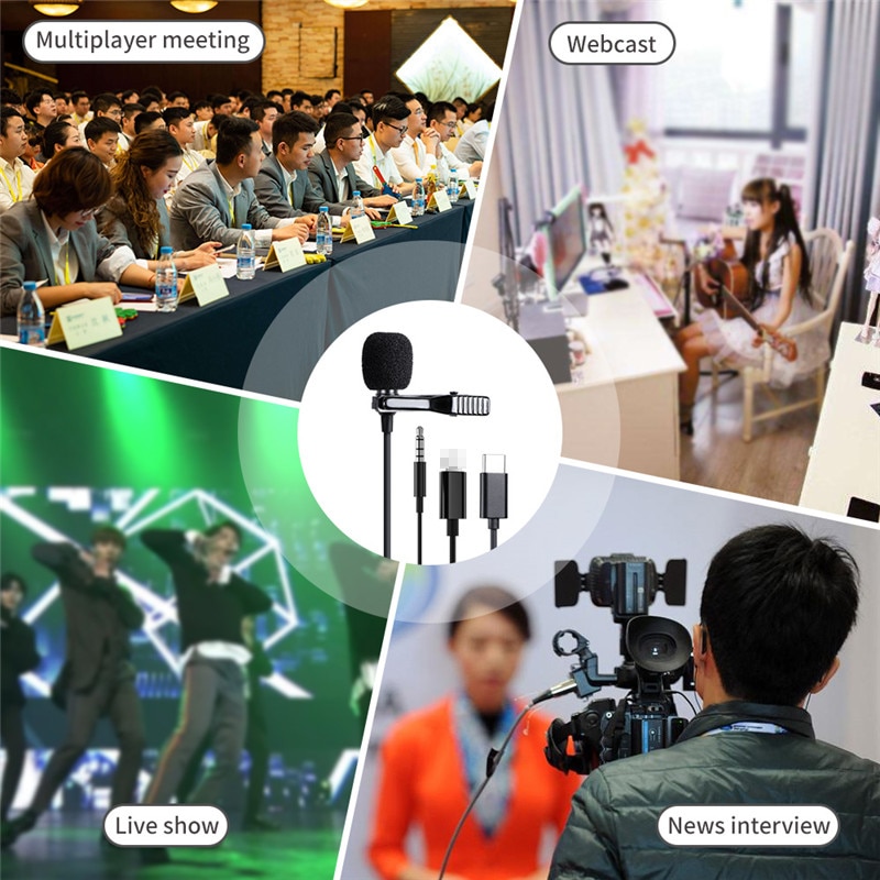 Microfono Lavalier Omnidirezionale - Condensatore Cablato Clip-on per Registrazione Telefono Tablet iOS Android