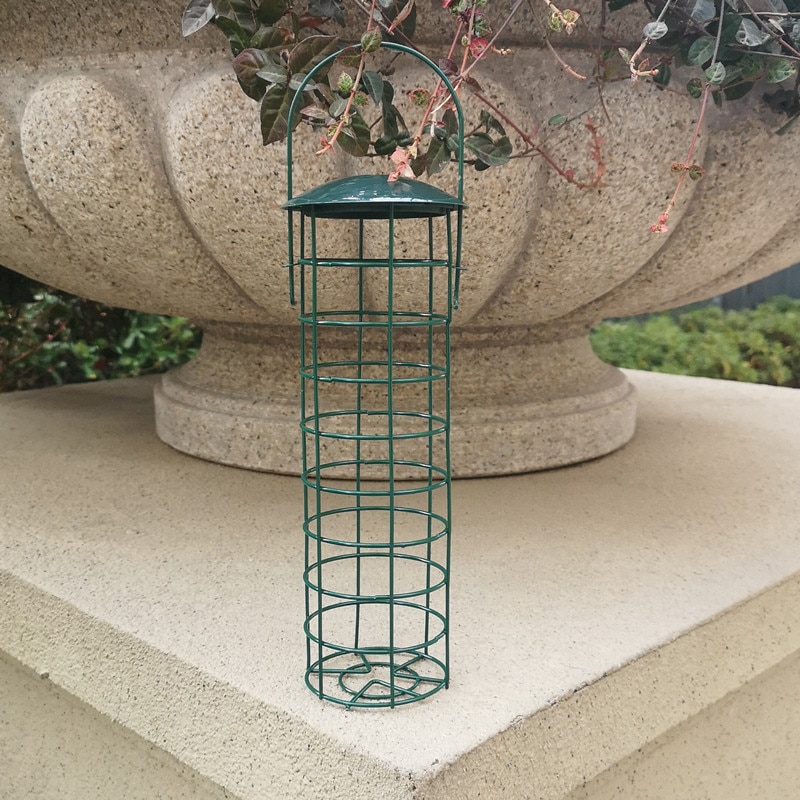 Green Outdoor Bird Feeder Hanging Net Portable Wild Bird Wire Ball Rack Product Park Garden Bird Feeder