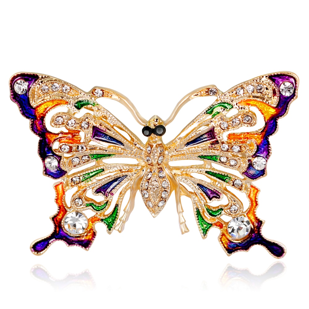 Crystal Butterfly Brooch For Women Brooch Collar Pins Corsage Rhinestone Insect Animal Brooch Badges Jewelry Accessories