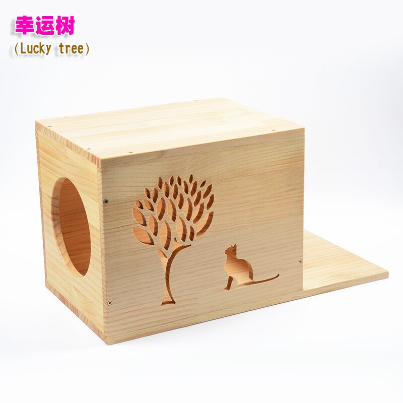 Cat Wood Hanging House Wall Mounted Cat Nest Kitten Climbing Scratching Frame DIY Pet Toys Cat Tower Cat Condo HW170: Lucky Tree