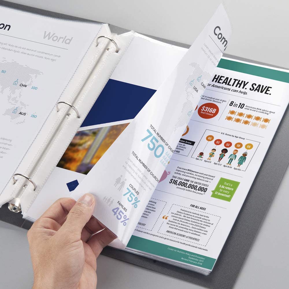 20 PCS Clear Sheet Protectors Page Protectors for 3 Ring Binder Plastic Sleeve for Binders Top Loading Paper Protector Acid Free