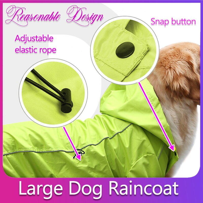 Large Dog Raincoat Cloak Golden Retriever Clothes Medium Big Dog Rain Coat Winter Costumes Waterproof Jumpsuit For Labrador