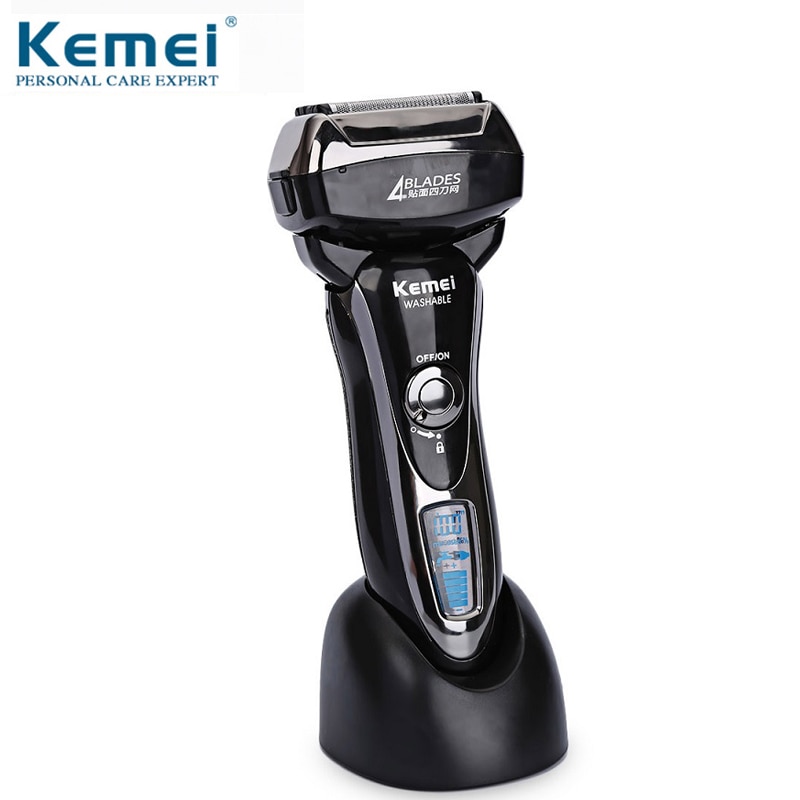 Kemei KM-5568 Wasbare 4 Blade Reciprocating Elektrisch Scheerapparaat Mannen Baard Scheermes Gezichtsverzorging Machine Professionele Scheerapparaat Scheerapparaat Trimmer