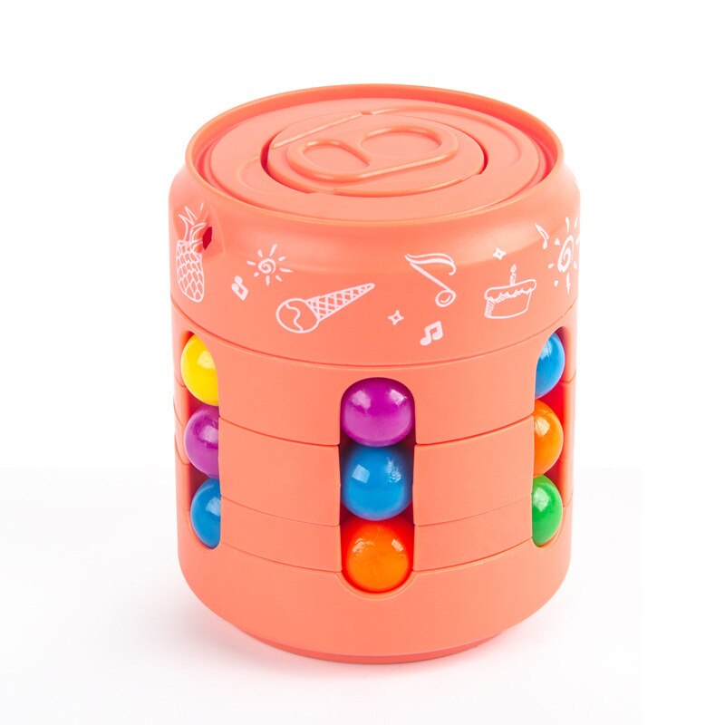 Fidget Rotatable Colorful Magic Cube Decompression Toys Children and Adult Reversible Educational Toys Magic Bean for Kids: Orange