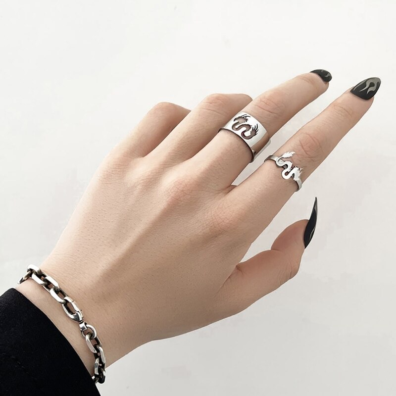 Anillos de acero inoxidable para mujeres, hombres y parejas, a juego, mejores amigas, conjunto de anillos de promesa a la , joyería para el pulgar para chicas adolescentes