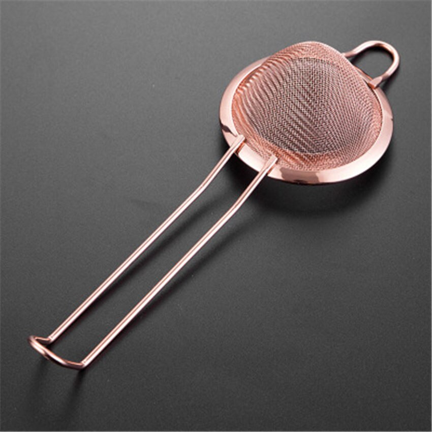 Colador de cóctel de espino de acero inoxidable 304, colador de jugos de malla fina, herramientas de barra de Color dorado de cobre para barman: Rose Golden