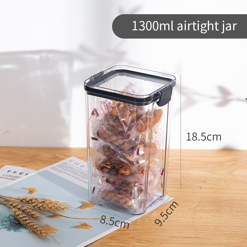PET Plastic Food Containers Transparent Stackable Dry Food Storage Box Kitchen Spaghetti Noodles Sealed Containers: 1300ml