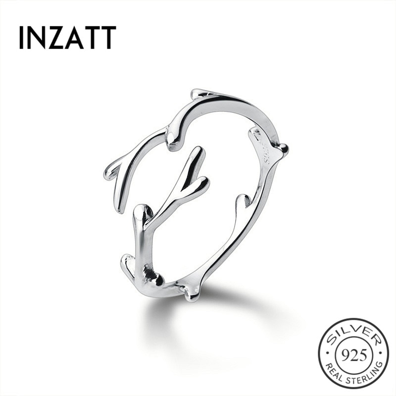 INZATT Real 925 Sterling Silver Irregular Branches Adjustable Ring For Women Party Fine Jewelry Minimalist Cute Accessories