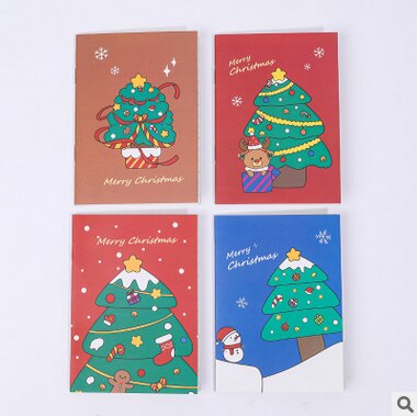 1 stk korea brevpapir lommeplanlægere sød tegneserie jul julemanden elg træ notesbog skole studerende barn præmie: Grøn