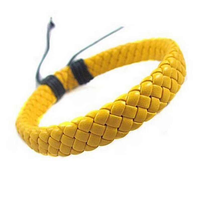 1pc Simple Hand-woven Leather Bracelet Bangle for Women Men Cuff Rope Chain Charms Bangles Gothic Braided Bracelet Jewelry: YW