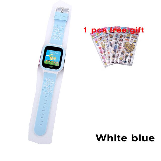 Q02 enfants montre intelligente caméra éclairage enfants regarder écran tactile SOS appel LBS suivi localisateur enfants bébé montre intelligente: white blue gift 1
