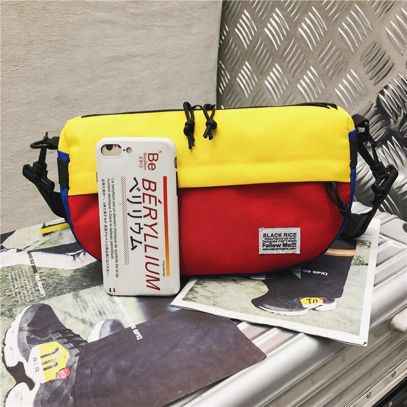 Harajuku Shoulder Bag Men Chest Bags Street Style Trend Canvas Crossbody Bag Casual Unisex Outdoor Crossbody Chest Pack Bags