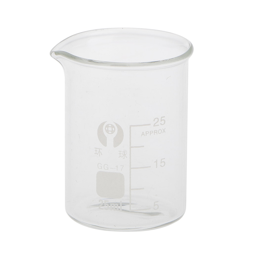 25ml Borosilicate Glass Beaker -- Graduated Low Form Measuring Beakers - Lab