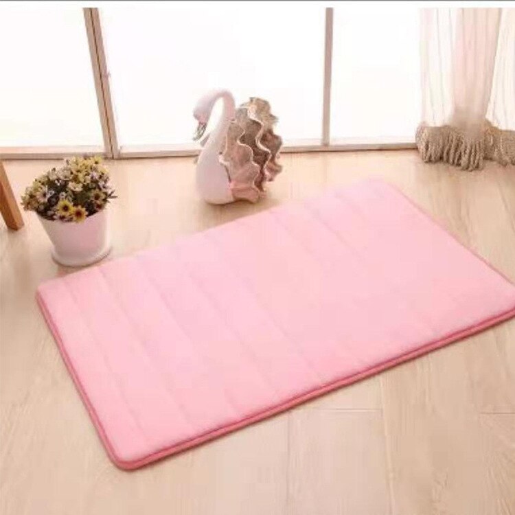 Fargerik badematte bad memory foam matte teppe vannabsorberende teppe gulv anti-skli myke teppe matter hjemmekjøkken teppe 40*60cm: Rosa