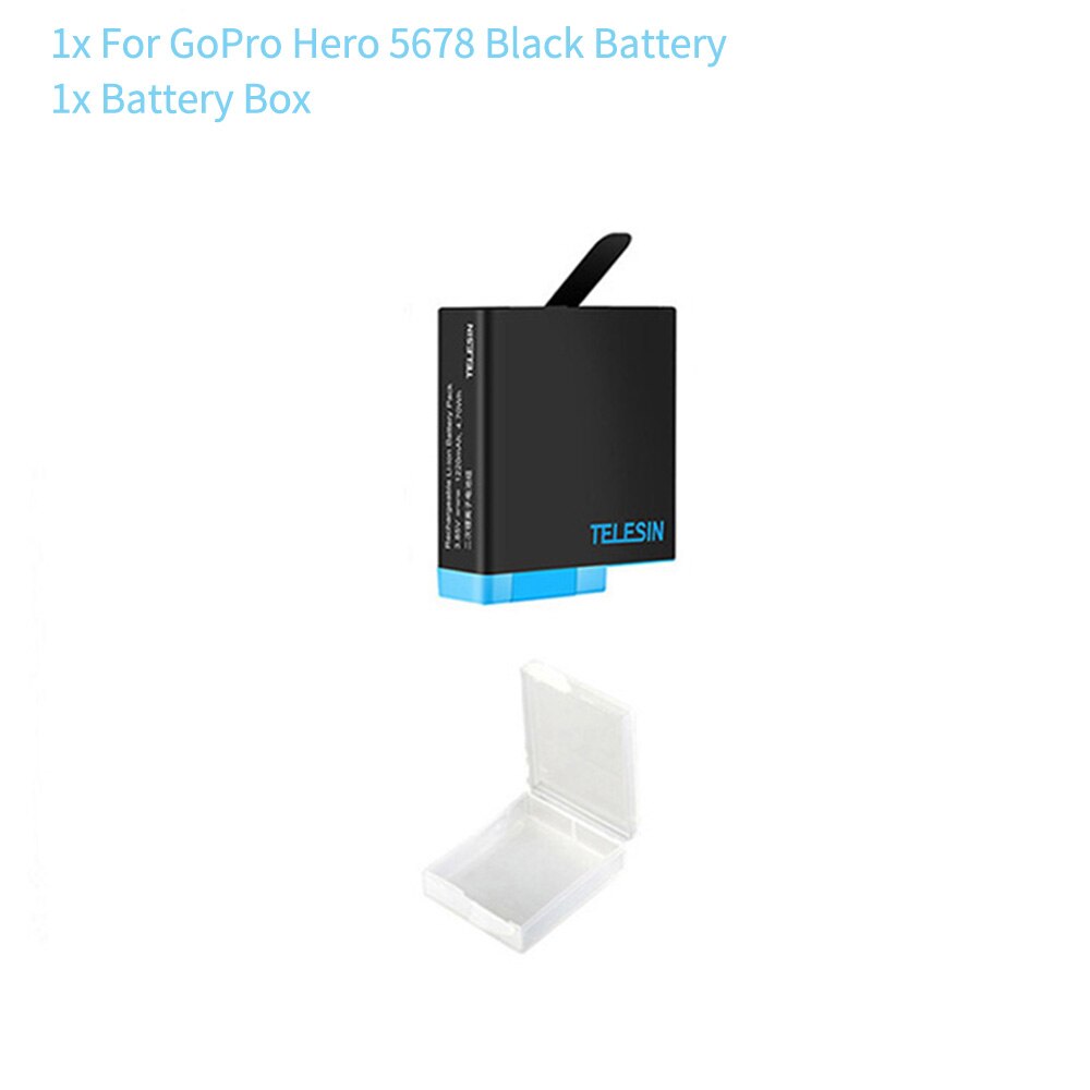 TELESIN For GoPro 10 9 Battery 1750mAh 1220mAh 3 Slots LED Light Charger Box TF Card Storage For GoPro Hero 5 6 7 8 9 10 Black: 1 B For 5678