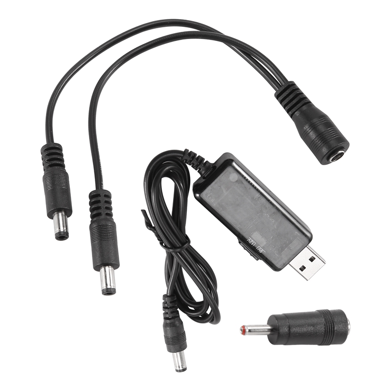 Usb boostkabel 5v step up  to 9v 12v likespenningsomformer 1a step-up volt transformator likestrømsregulator med bryter og led volt