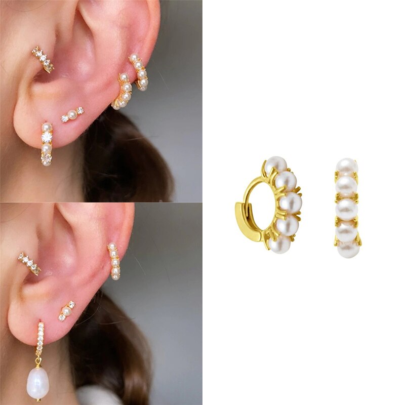 CANNER-Pendientes de aro de circón para mujer y niña, aretes Huggie europeos y americanos, arcoíris de colores, Piercing