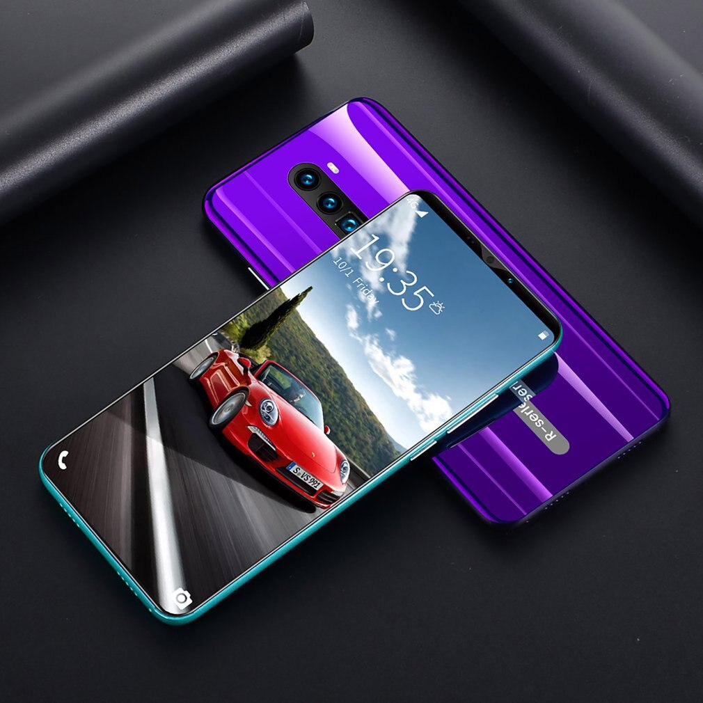 Rino3-Smartphone con pantalla de 5,8 pulgadas, celular Android con gota de agua, teléfono móvil de color sólido púrpura y de
