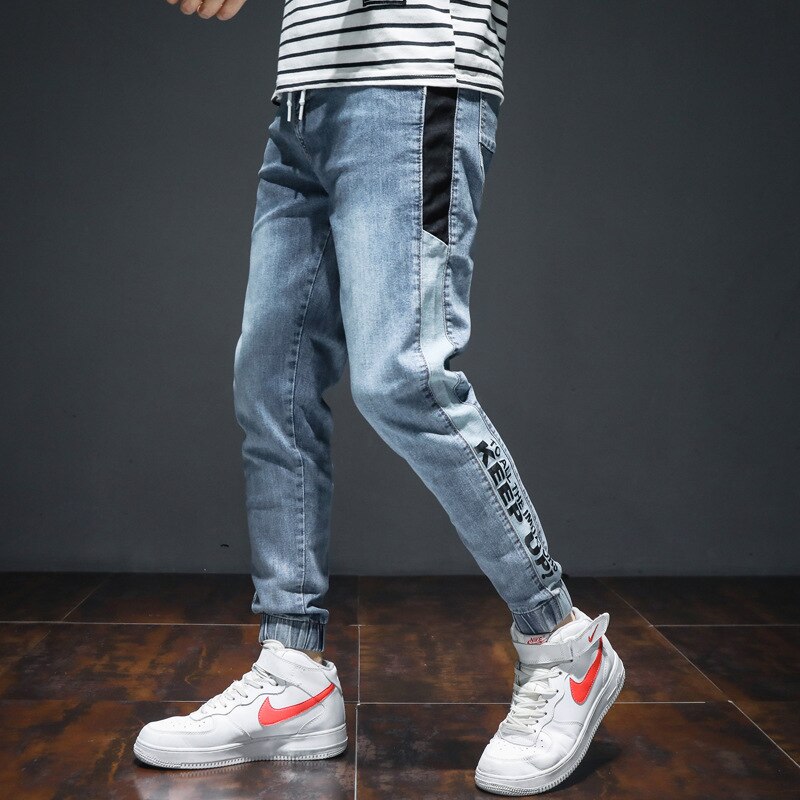 7XL Jeans Streetwear de los hombres pantalones vaqueros vaquero Color azul pantalones Harem Hombre de empalme de estilo japonés Joggers de Hip Hop pantalones vaqueros