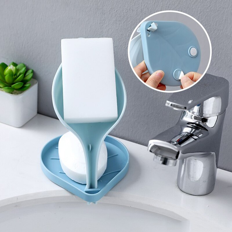 Porta sapone Doccia Scatola Di Immagazzinaggio di Sapone Accessori per il Bagno di Scarico Vassoio Cremagliera Pugno libero di Drenaggio Scatola di Plastica pasta Mensola A Muro Foglia