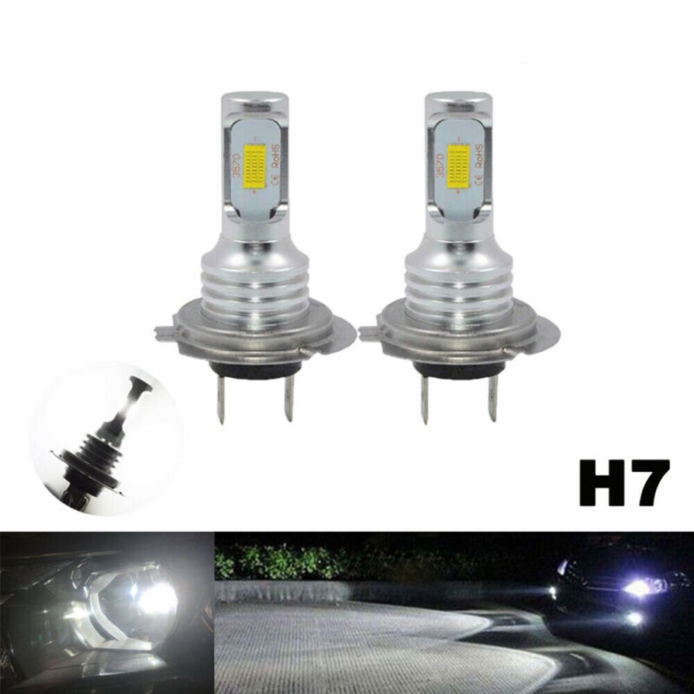 2X H7 Auto Mistlampen IP68 Waterdichte Koplampen Auto 2 Stuks Mistlamp Set 6000K 360 Graden Voor 12V 24V Voertuigen