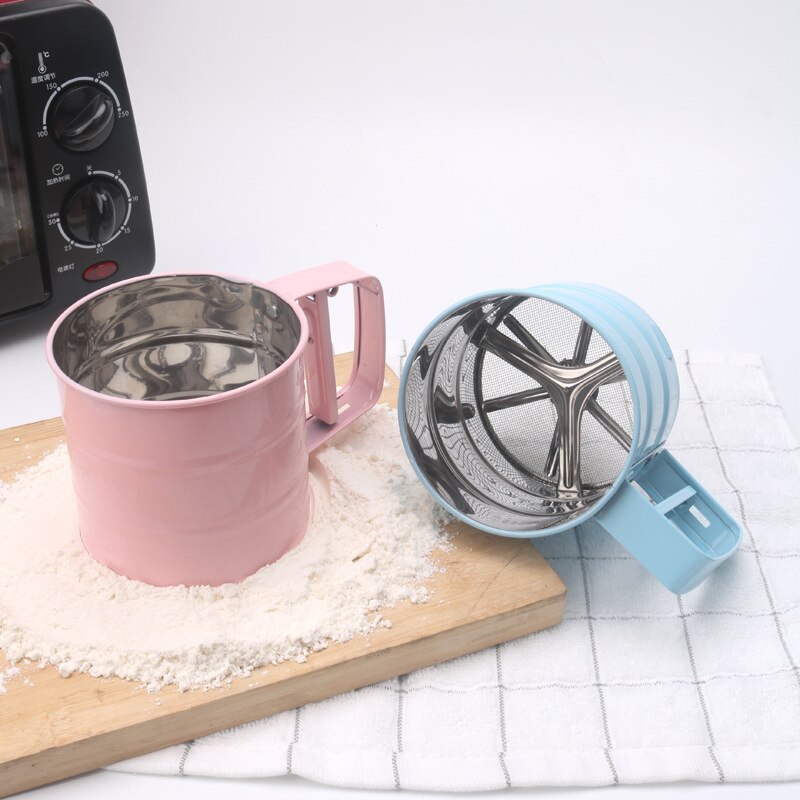 Handheld Flour Sifter Stainless Steel Mesh Flour Baking Icing Sugar Shaker Sieve Cup Shape Bakeware Baking Pastry tools