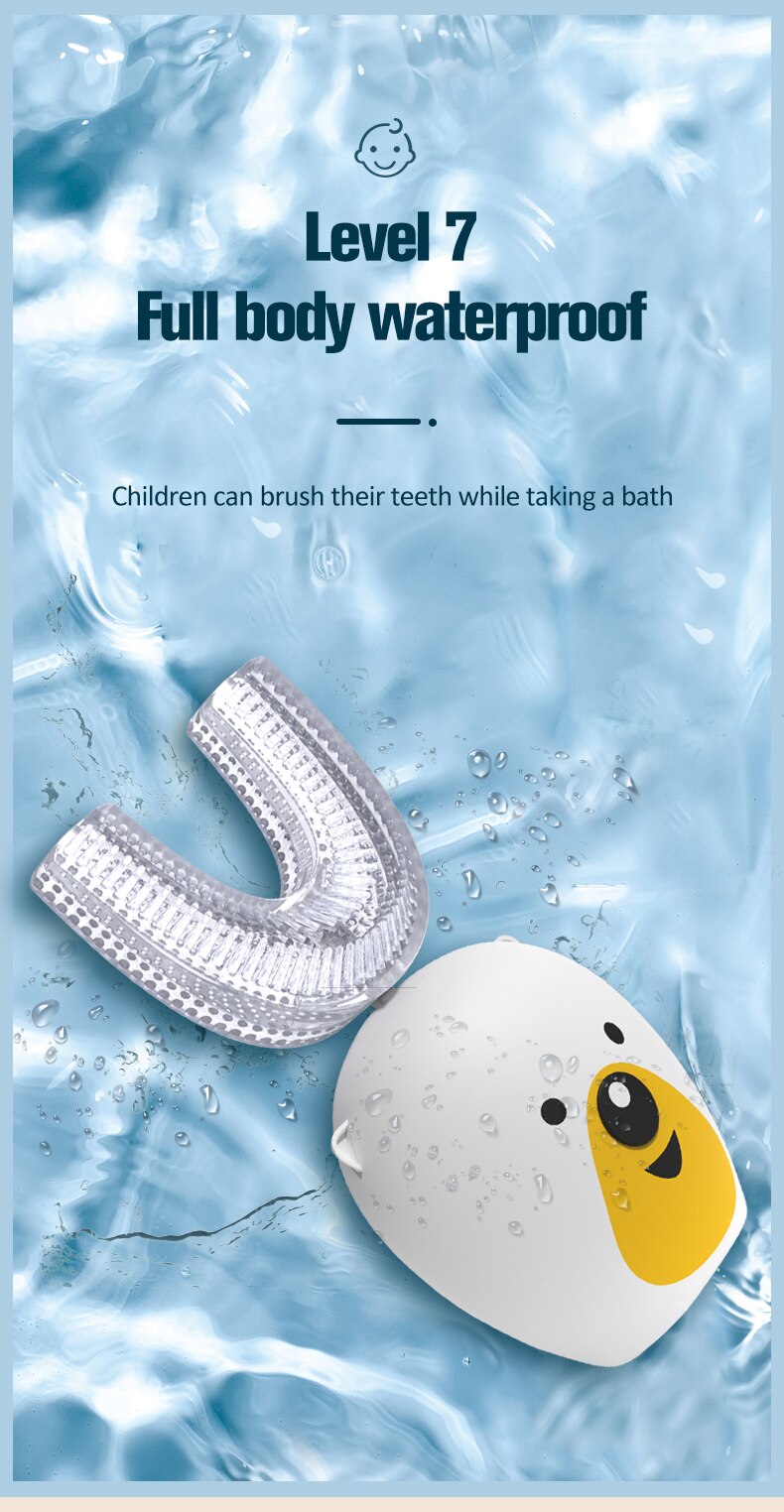 Electric Toothbrush for Kids Children Automatic Sonic U Shaped Brush Head Smart 360 Degrees Escova De Dentes Elétrica Infantil