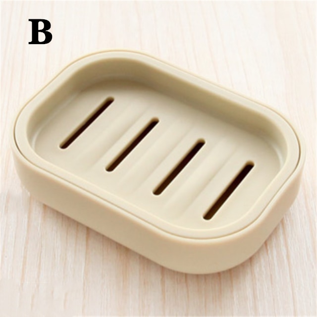 Dubbellaags Zeepbakje Met Deksel Huishoudelijke Douche Toilet Afvoer Zeepbakje Creatieve Reizen Draagbare Container Zeepbakje Houder: Khaki  B