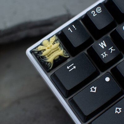 1 unidad de tapa de resina hecha a mano para interruptores MX Teclado mecánico individualidad Shishi keycap: Amarillo
