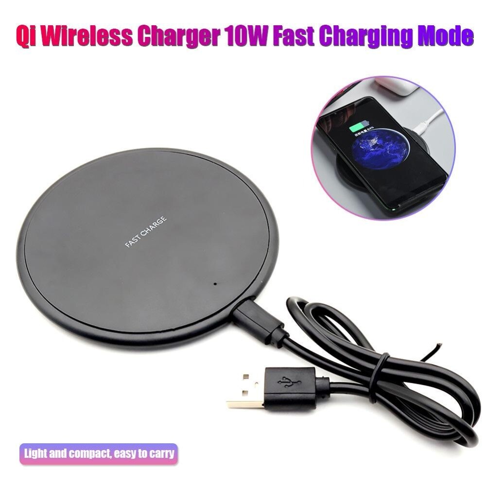 Qi trådløs oplader til iphone 8 x xr xs max  qc3.0 hurtig trådløs opladning til samsung  s10 s9 note 8 9 usb oplader pad