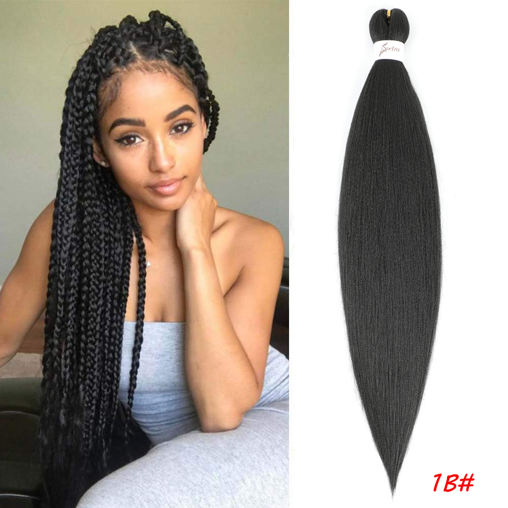 Pre Stretched Braiding Hair Soft Yaki Straight Synthetic Extensions Crochet Braids SOKU Synthetic Braiding Hair For Braids Twist: #1B / 4Pcs/Lot
