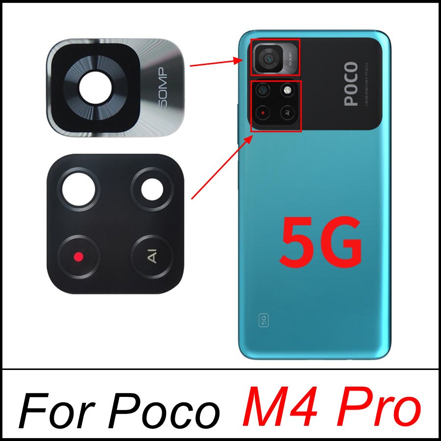 Back Rear Camera Glass For Xiaomi POCO M4 Pro M3 F1 F2 F3 X3 NFC F4 GT X4 Pro 5G Main Camera Lens Cover Replacement+Adhesive: Poco M4 Pro 5G