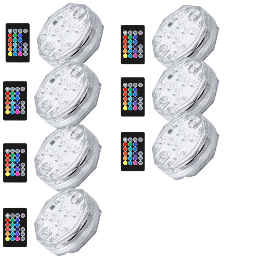 10Pcs Rgb Afstandsbediening Dompelpompen Licht IP68 Waterdichte Onderwater Licht Vijver Zwembad Decor Night Lamp Voor Aquarium: 7pcs