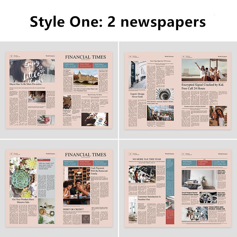 Retro English newspaper old newspaper ins photo props flower wrapping paper photography shooting paper props: Style One