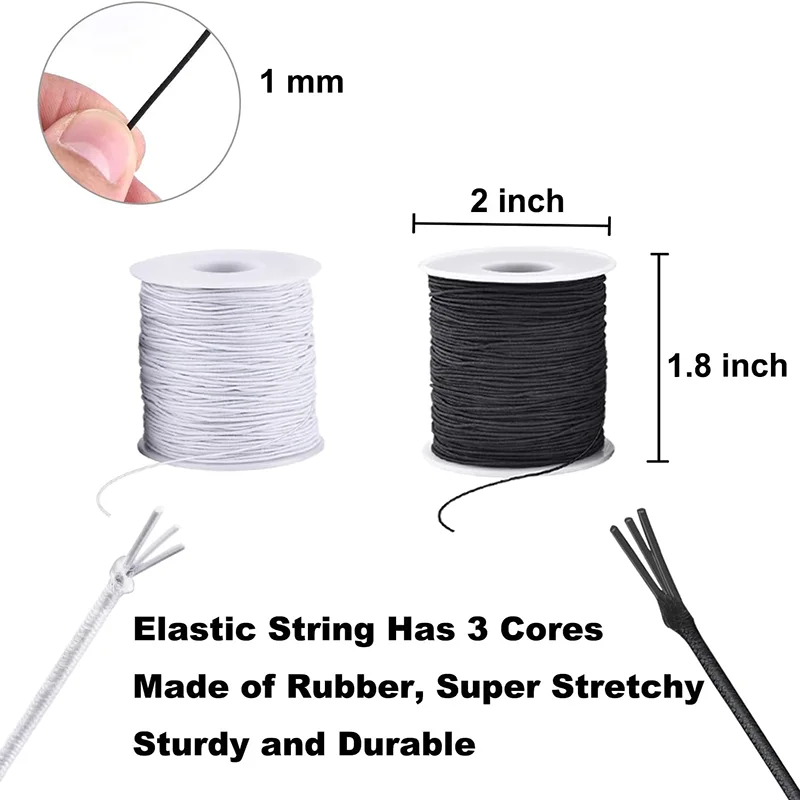 50M/rollo de cordón elástico de 1mm, cuerda elástica resistente para pulsera, cuerda elástica para pulseras, fabricación de joyería, manualidades DIY, abalorios