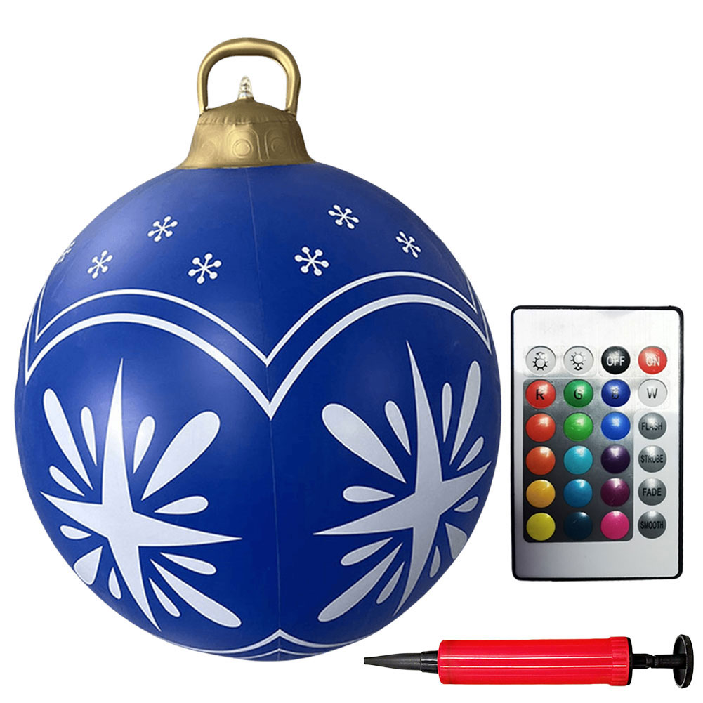 24 Inch Opblaasbare Kerstballen Met Verlichting Buiten Kerstversiering Pvc 60Cm Gigantische Kerstballen Vakantiedecor