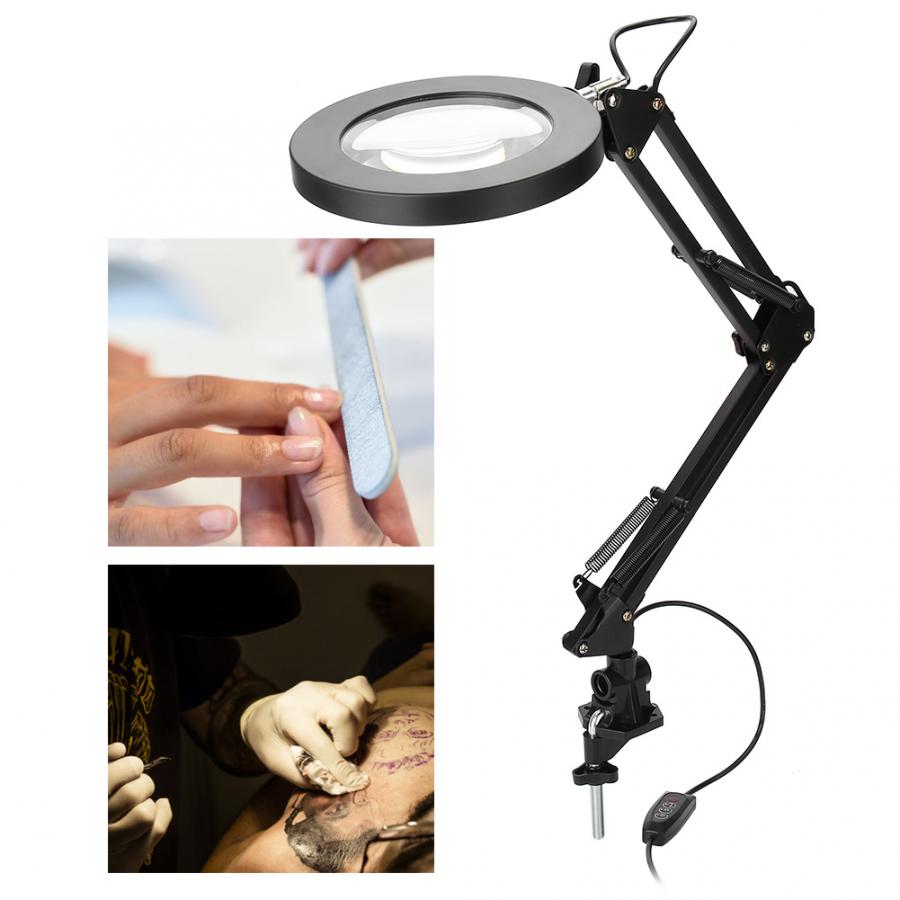 Klämma fäste led förstoringsglas lampa salong 5x förstoringslampa eyeliner manikyr tatuering skönhetsljus för tatuering tatuering tillbehör