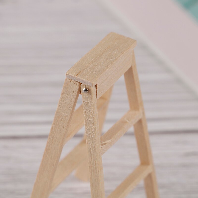 Wooden Ladder 1:12 Dollhouse Miniature Furniture Toys Natural wood color