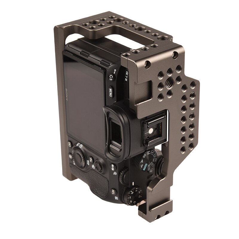 VLOGMAGIC Camera Stabilizer Cage Rig for Sony A7RIII A7M3 A7III with Cold Shoe Mount Thread Holes（Bronze)