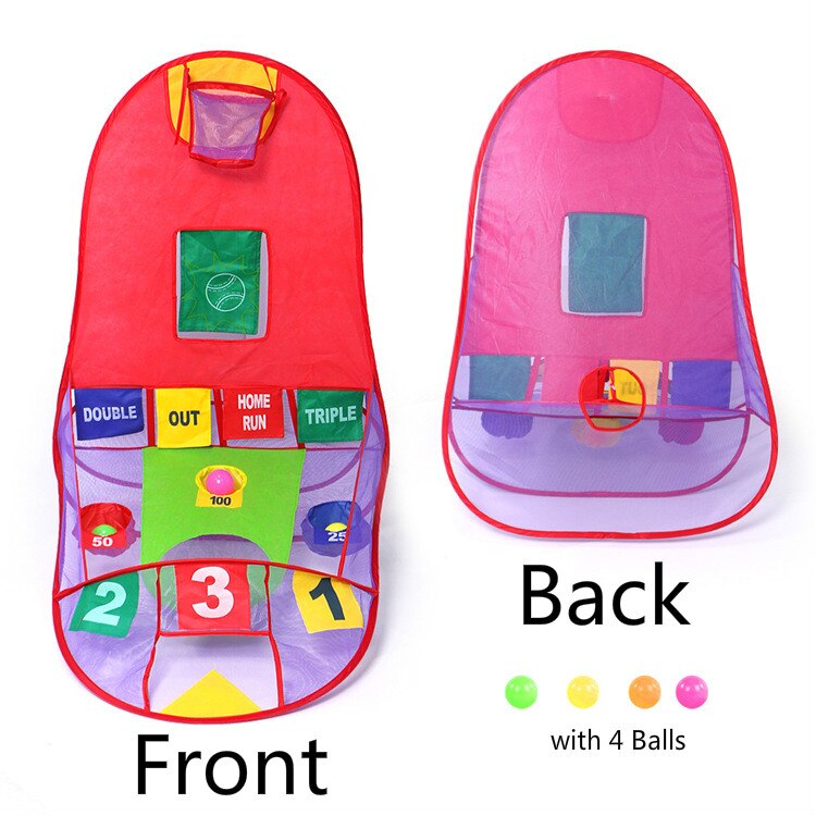 Foldable Ball Pits Pop Up Kids Basketball Shooting Tent 3 In 1 with 4 Ocean Ball Portable Interactive Indoor/Outdoor Game