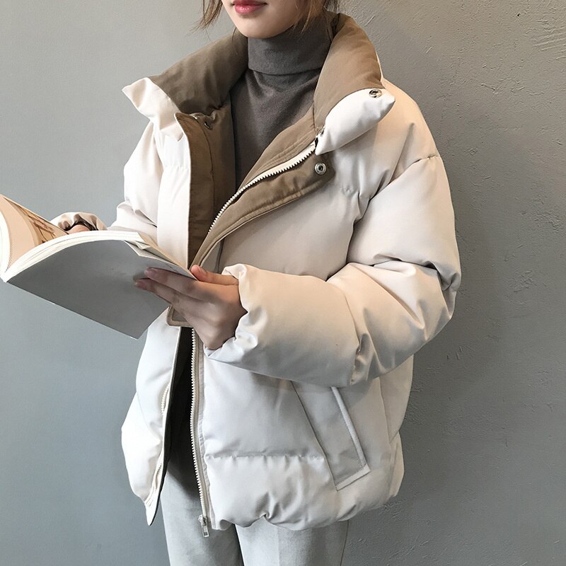 Donsjack Vrouwelijke Jas Parka Vrouwen Winter Jas Parka Dames Losse Opstaande Kraag Dikke Warme Puffer jas Vrouwelijke