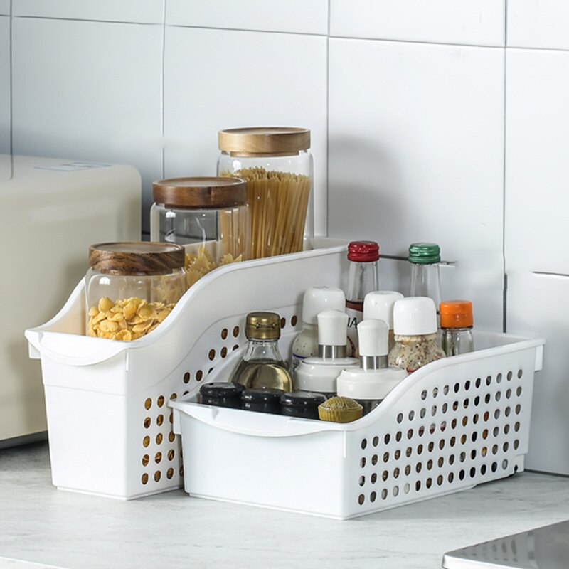Kitchen Cabinet Storage Baskets with Wheel Refrigerator Desktop Organizer for Seasoning Bottles Vegetable Space-saving organizer