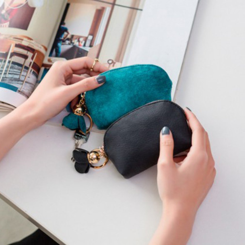 PU cuero Mini Cartera de Color liso estudiante clave auriculares Banco tarjeta cremallera almacenamiento bolsa precioso monedero para las mujeres