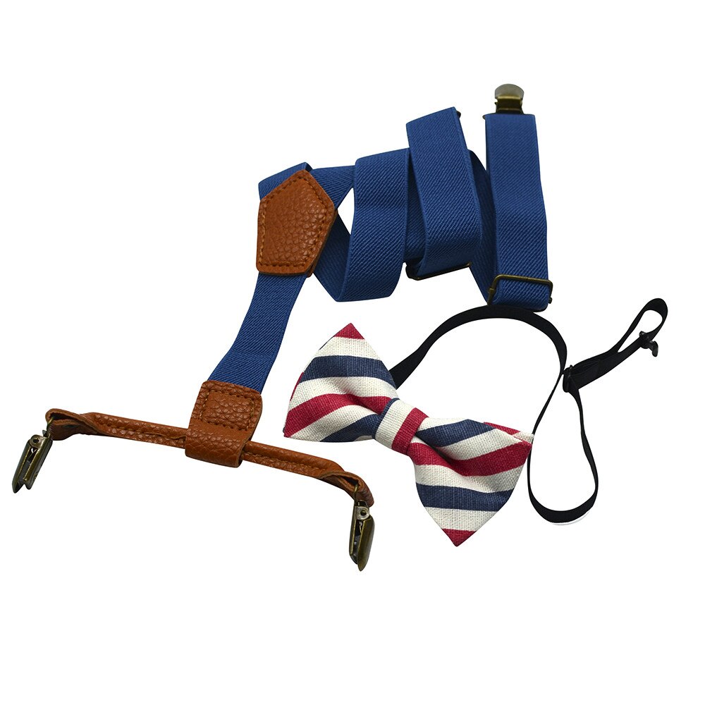 Hoge Elastische Elastische Vlinder Knoop Kid Baby Jongens Peuter Bruiloft Bijpassende Bretels Bretels En Luxe Strik Set