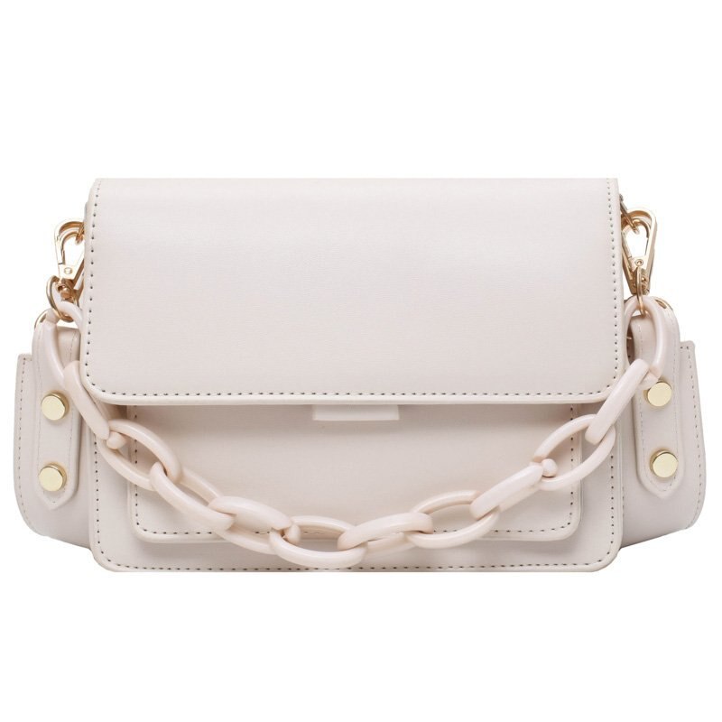 Atli Ketting Mini Pu Lederen Flap Tassen Voor Vrouwen Zomer Dame Schouder Handtas Vrouwelijke Mode Cross body Bag: Off White