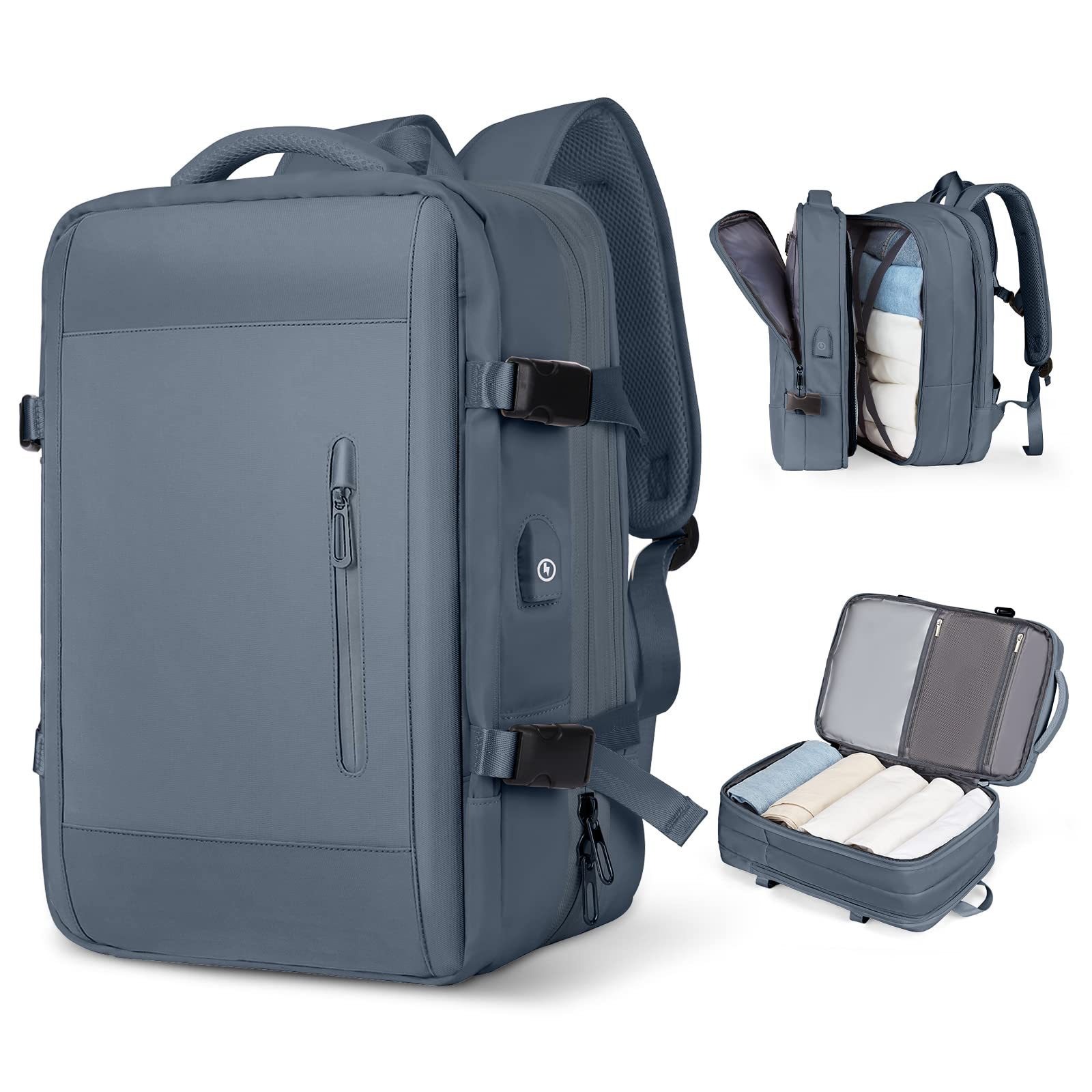Large Capacity Bags Business Multifunctional Charging Backpacks Expandable Airplane Travel Backpack Laptop Bag Luggage Ma: Clear