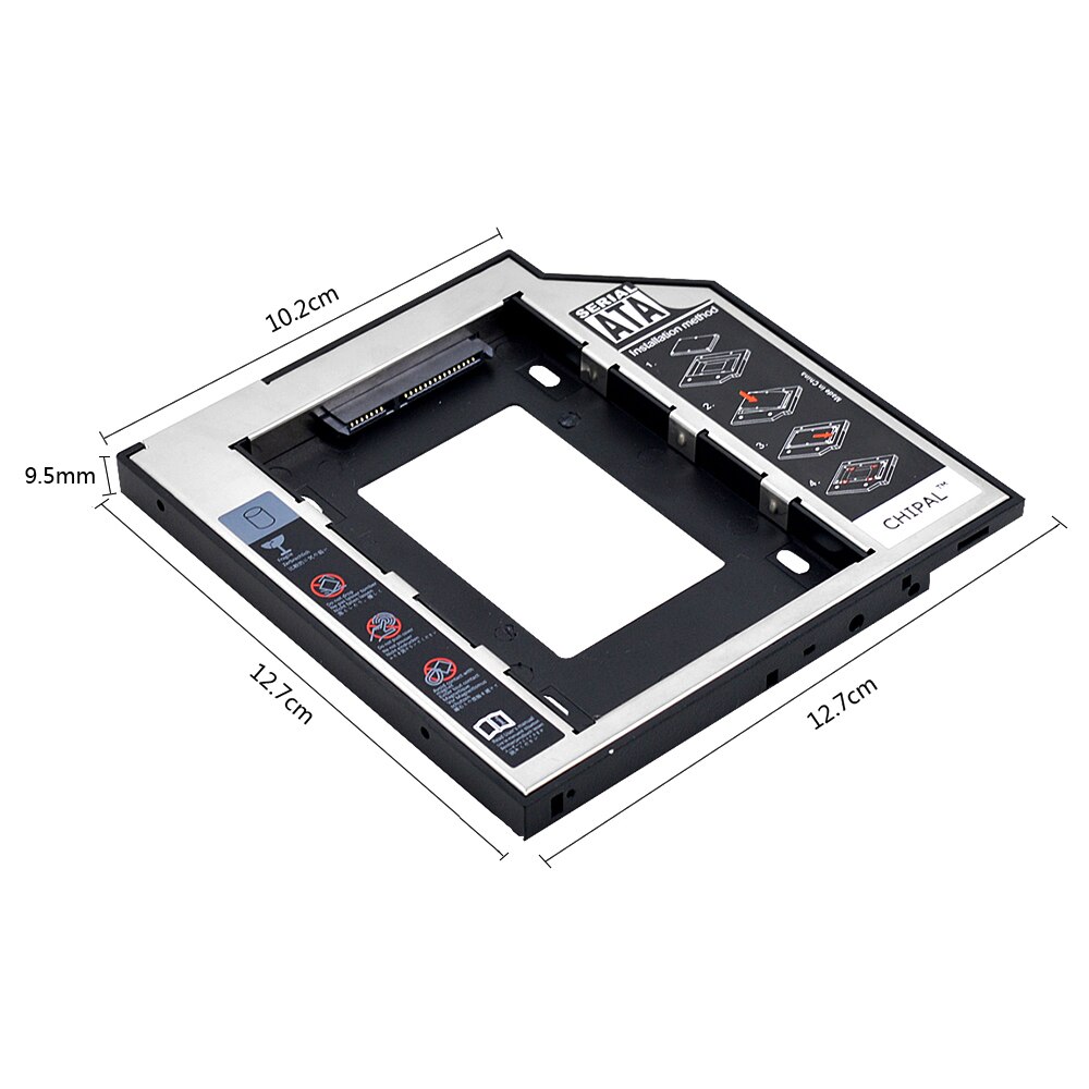 Chipal 10 stuks tweede hdd caddy 9.5mm sata 3.0 2.5 " 2tb ssd behuizing harde schijf behuizing met led voor notebook cd/dvd-rom oneven