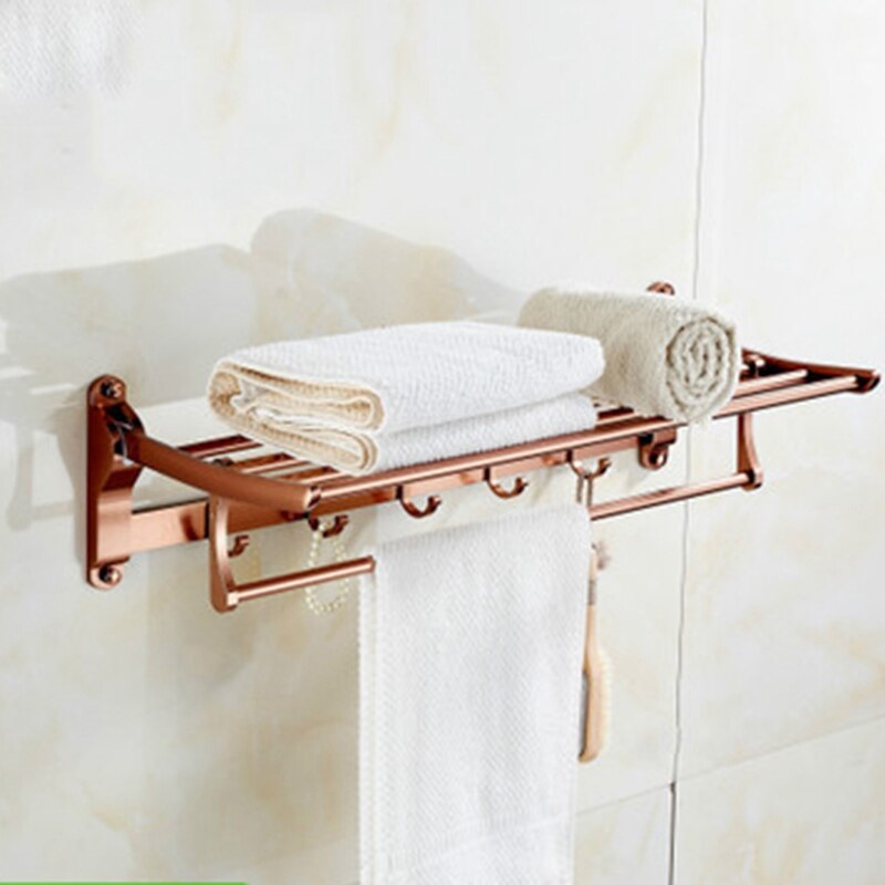 Håndkleholder baderom aluminium rose gull henger fold matt badehåndkle rack veggmontering vaskerom hylle