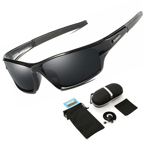 Polariserede fiskeri solbriller mænd kvinder fiskebriller camping vandre kørsel cykel briller sport cykel briller  uv400: Sort med etui