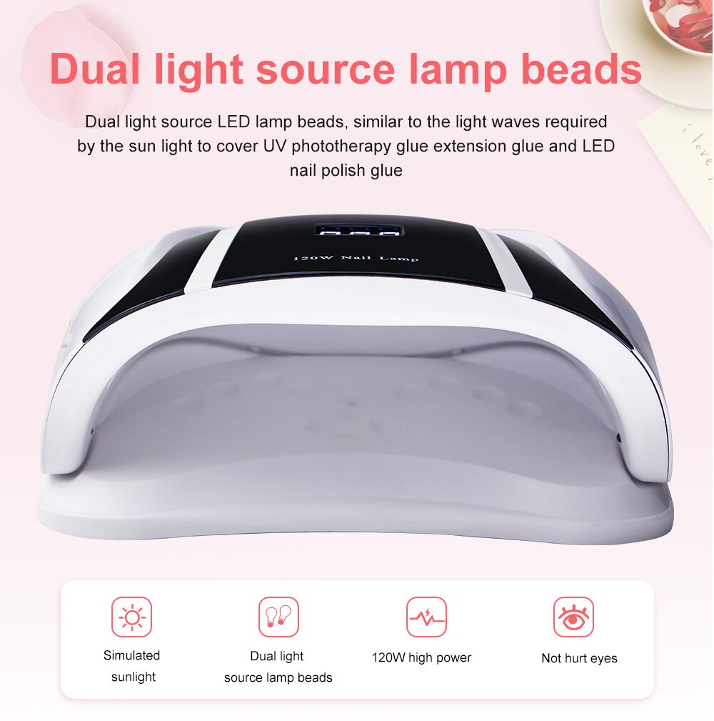 Lámpara de uñas LED UV de 120W, 54 Uds., LED de alta potencia para esmalte de Gel, curado de esmalte de Gel con detección de movimiento